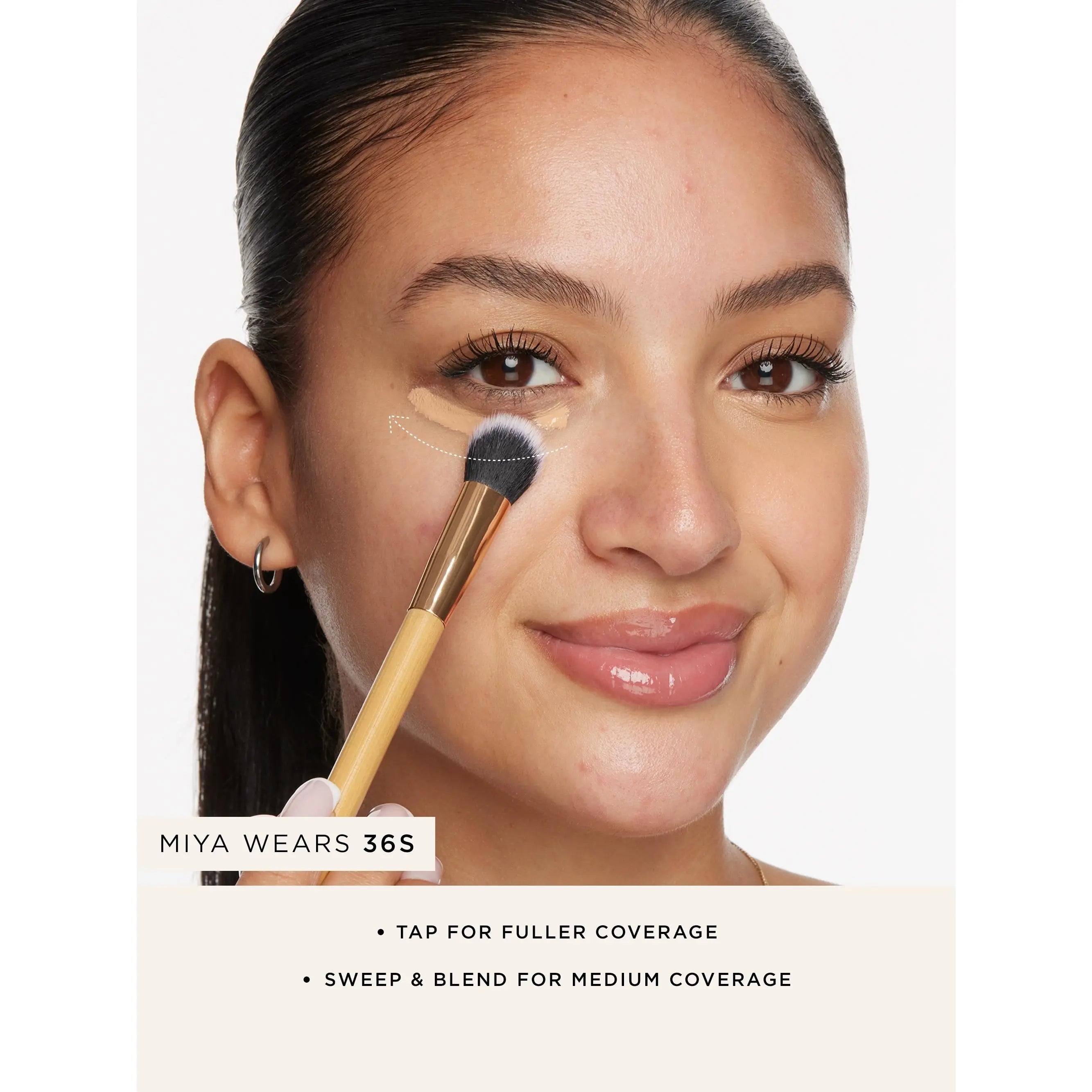 concealer paw brush - angled for seamless application